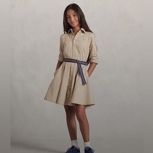 NWT! Khaki Ralph Lauren Core Replen Girl’s Belted Shirtdress